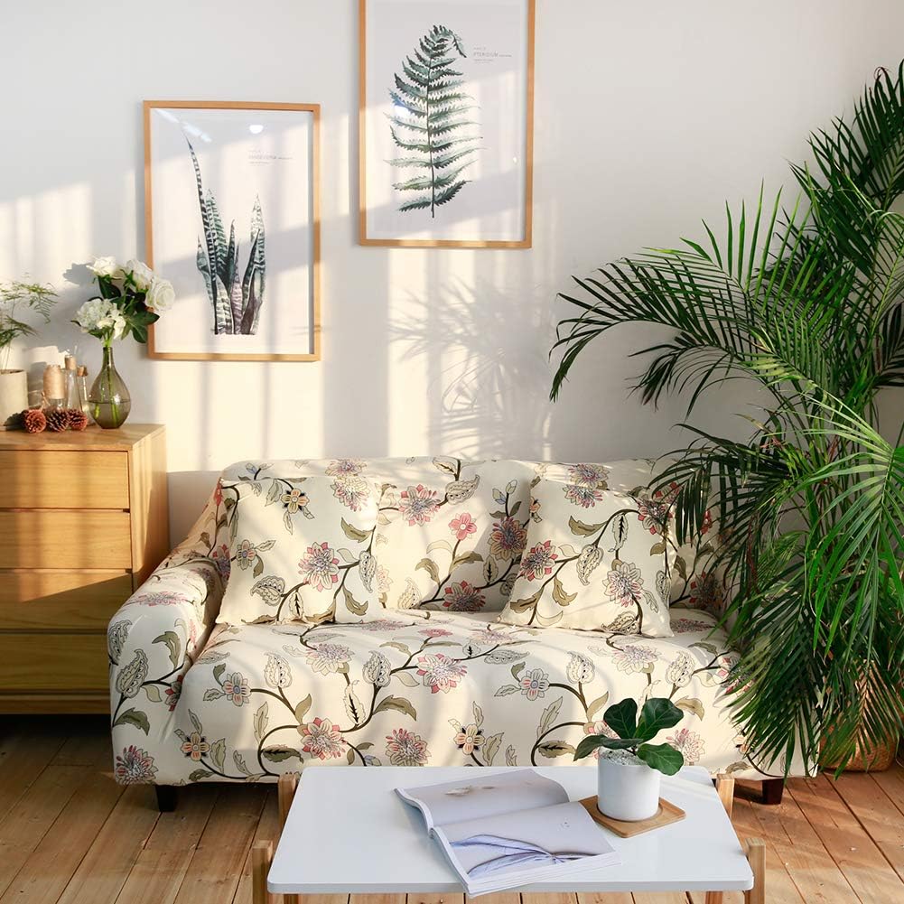 Ihoming Printed Stretch Sofa Slipcover Loveseat Slipcover Couch Slipcover with 2 Free Pillow Covers, 2/3/4/ Seat Sofa Covers(Loveseat, Floral Rose)