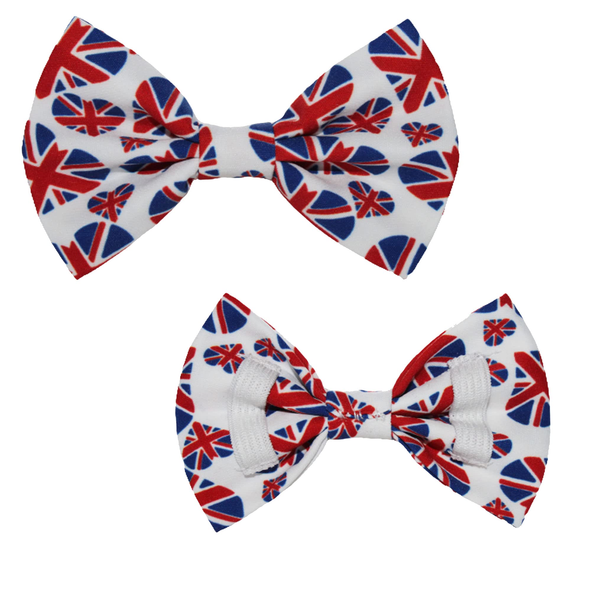 dod.i_boutique New Dogs Bow Tie Bowtie Footbal Flag EnglandJubilee Union Jack King Coronation Cotton Elastic Band attach/slide on COLLAR ACCESSORY Handmade UK (Medium)