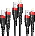 3Pack 6Ft Charger Cable for Long 6 Foot iPhone Charger Cord, Data Sync Fast iPhone USB Charging Cable Cord Compatible with iPhone X Case/8/8 Plus/7/7 Plus/6/6s Plus/5s/5,iPad Mini Case, Black