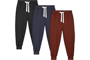 Resinta 3 Pack Toddler Boys Sweatpants Kids Active Jogger Pants Boys Casual Athletic Pull On Pants with Drawstring Pockets