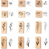 12Pcs Vintage Wood Rubber Stamp Butterfly and Plant Patterns Decorative | Stamps for Crafting, Rubber Stamp Set for DIY Craft Card Scrapbooking Hand Book, Planner, Scrapbooking，Plant Decorative
