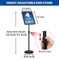 VAIIGO 4 Packs 8.5x11 Inch Sign Stand - Adjustable