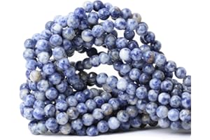 CHEAVIAN 60PCS 6mm Natural Blue White Sodalite Gemstone Round Loose Beads for Jewelry Making 1 Strand 15"