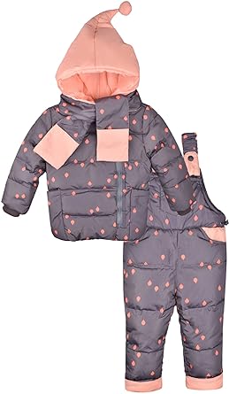 Zoerea Mädchen Junge Süß Daunenjacke Punkte mit fest Kaputze mit Daunenhose und Daunenschale 3tlg. Bekleidungsset