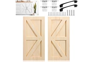 Sintuff 2 Sets 12'' W x 24'' H Unfinished Kitchen Cabinet Door Replacement with Hinges and Handles, Shaker Cabinet Doors Front Replacement for Kitchen Bathroom Vanity Closet