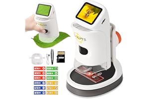 KOOLPTE Microscope for Kids, 1000X HD Pocket Kids Microscope, 2.1'' LCD Screen Mini Micrscope for Kids 8-12, Science Mini Scope Toy Kits, Handheld Miniscope Educational Gifts for Kids, 32 GB TF Card Included