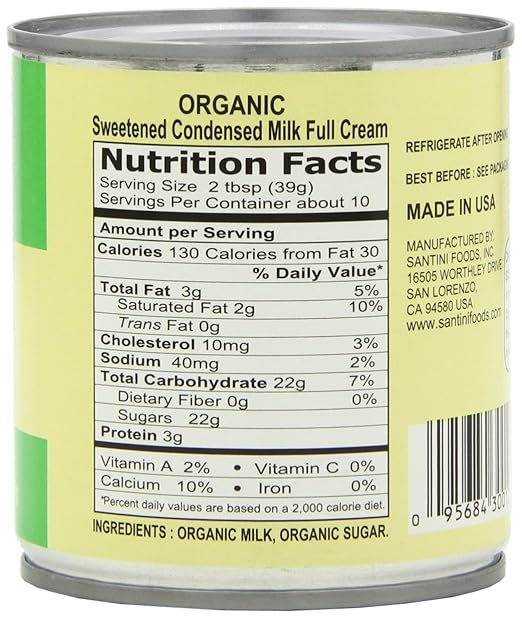 sweetened condensed milk nutrition