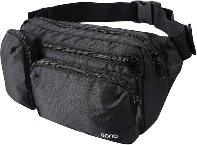 Eono by Amazon Water Resistant Bum Bag with MultiPockets, Large
