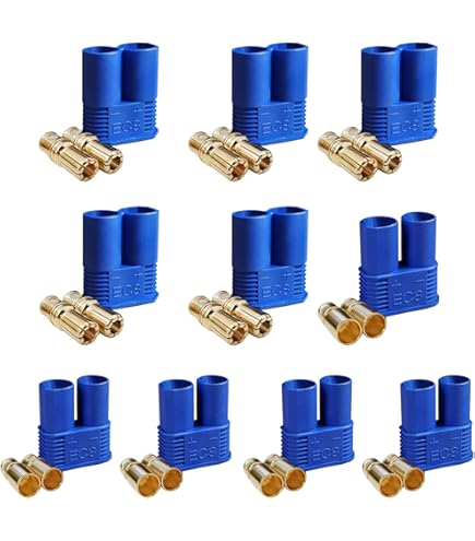 10 Sets Gold-Plated EC5 Battery Connector Adapters With 5mm Banana Plug Bullet Connectors - Male & Female For RC Lipo Batteries & ESC