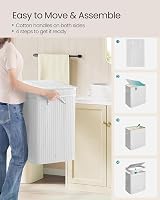 SONGMICS Bamboo Laundry Hamper with Lid 150 L Removable Liner Handles view 6