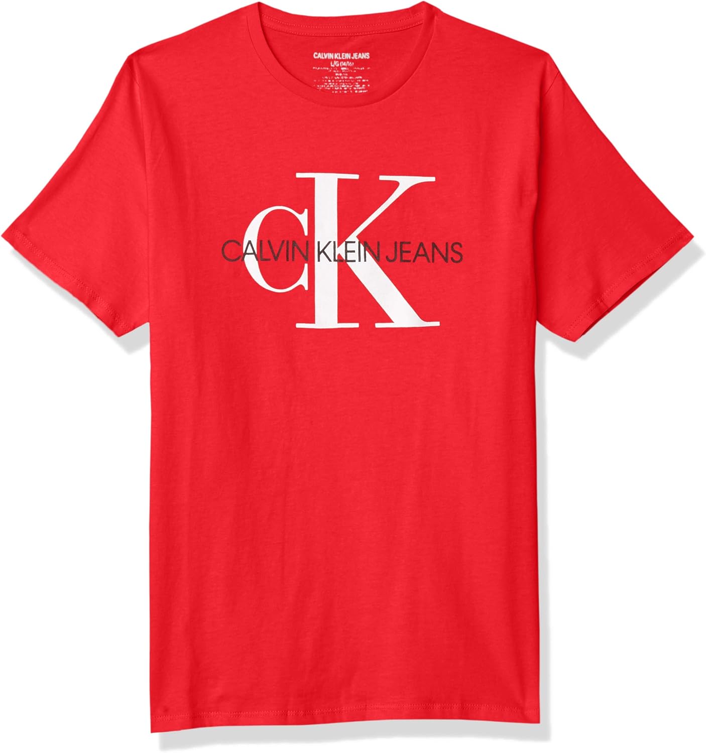 red calvin klein shirt