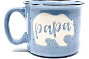 BROOKE & JESS DESIGNS Papa Bear 15oz Coffee Mug for Dad, Father, Grandpa, Husband - Unique Fun Gifts for Men, Grandads, Grandfather, Grandad, Pop Gifts from Grandkids for Father's Day, Christmas, Birthday Presents