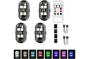 Yuentoen Wireless LED Strobe Light with Remote Control,8 Colors USB Charing Waterproof Anti-Collision Led Emergency Warning L