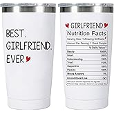 Waldeal Best Girlfriend Ever Tumbler 20 Oz - Valentines Day Gifts for Her, Anniversary, Birthday Gift Ideas, Stainless Steel Vacuum Insulated Travel Mug, White
