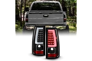 AKKON - Fits 2003-2006 Chevy Silverado 1500/2500/3500/1500HD/2500HD 2007 Classic [C-Tube] Black Tail Lights Brake Lamp Fleetside