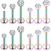 Xnsjeyy 16G Internal Thread Flat Back Earrings Nose Studs 316L Surgical Steel Medusa Labret Monroe Lip Ring Tragus Forward Helix Conch Cartilage Lobe Earrings Stud Piercing Jewelry For Women Men