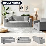 Yeahmart Thick Velvet Sofa Covers 4 Seater Premium Stretch XL Slipcover Light view 7
