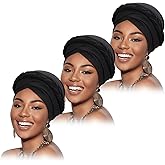 African Women Turban Caps Beanie Pre-Tied Twisted Braids Headwraps for Women Head Scarf Chemo Cancer Headwear Cap