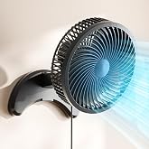 Koonie 8'' Wall Mount Fan, Quiet Small Fan with Timer, 8.2ft Wired Remote | 80&deg; Oscillation, 100&deg; Adjustable, 3 Speeds High Velocity for RV Bedroom Kitchen Office Garage(Adapter Included)