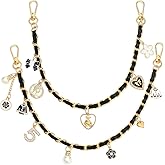 2Pcs Purse Extender Chain Gold Bag Extender Chain Black Leather Purse Strap Extenders Pearl Purses Strap Replacement Crossbod
