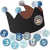 Ulibanner Reusable Birthday Crown with Numbers,Kids Birthday Hat Fabric Crown Pertain Kids Boy Toddler Girl Baby Bday Hats