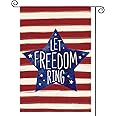 AVOIN colorlife Patriotic Watercolor Stars and Stripes Let Freedom Ring Garden Flag Double Sided Outside, 4th of July Independence Memorial Day Yard Outdoor Decoration 12 x 18 Inch