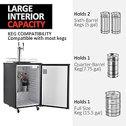 Beer Kegerator Dual Tap Draft Beer Dispenser 6.1
