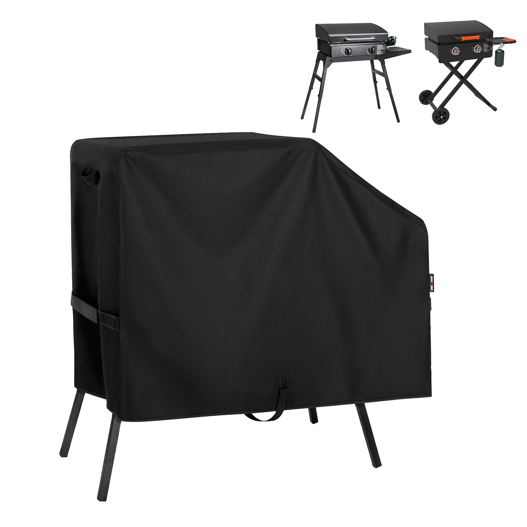 Photo 1 of Unicook Griddle Cover for Blackstone 22 Inch and 17 Inch Griddle with Hood and Stand, Heavy Duty Waterproof Outdoor BBQ Grill Cover with Sealed Seam, Black