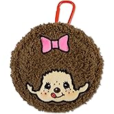 Sonix x Monchhichi Plush Earbud Pouch | Tech Keychain Bag Charm, Fuzzy Plush Character Coin Purse for Small Accessories, Earbuds | Monchhichi Girl