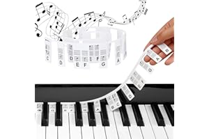 Welan Piano Keyboard Stickers for Beginners, Non-Stick Piano Keyboard Stickers Removable Silicone Piano Notes Marker 88 Key Keyboard Piano Stickers Labels Overlay for Beginners Kids (Black White)