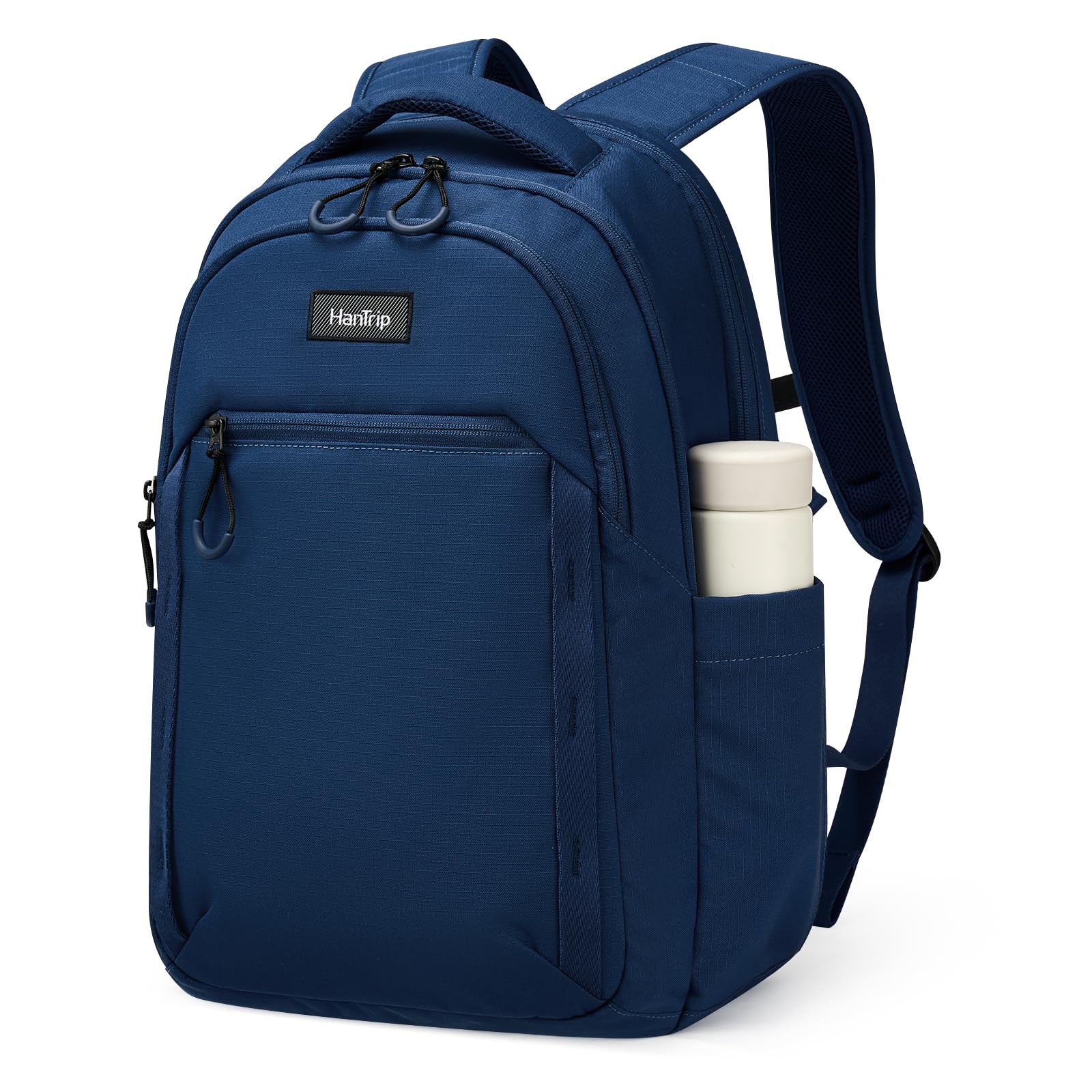 Photo 1 of HanTrip Travel Laptop Backpack for Women Men, 18 Inch Large Work Backpack for Commuter College School Book Bags, Water Resistant Backpack with Luggage Strap Water Bottle Pocket Chest Strap, Navy Blue