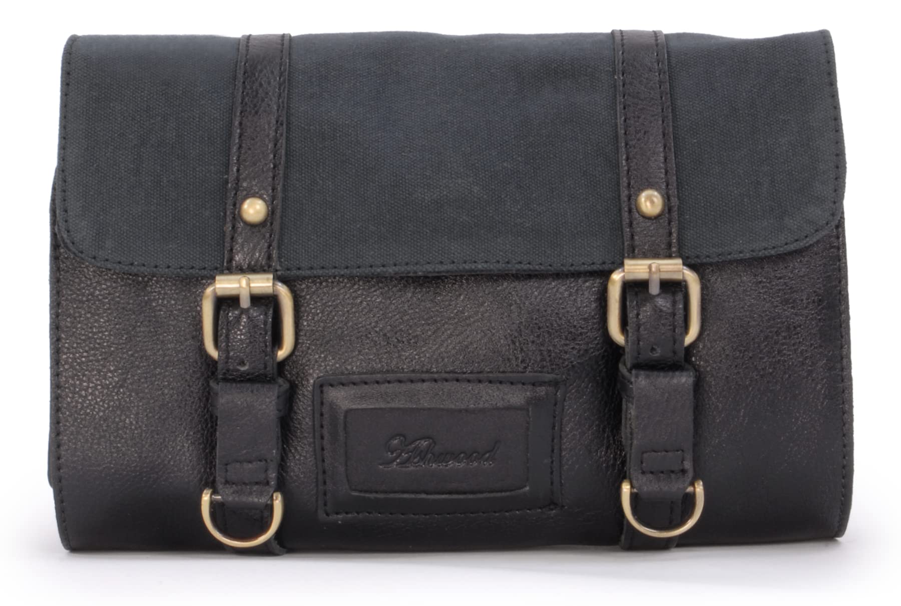 Ashwood - Men's Travel Toiletry Bag - Leather and Canvas - Medium Wash Bag - Hanging Cosmetic Case - Hammersmith 7010 - Black