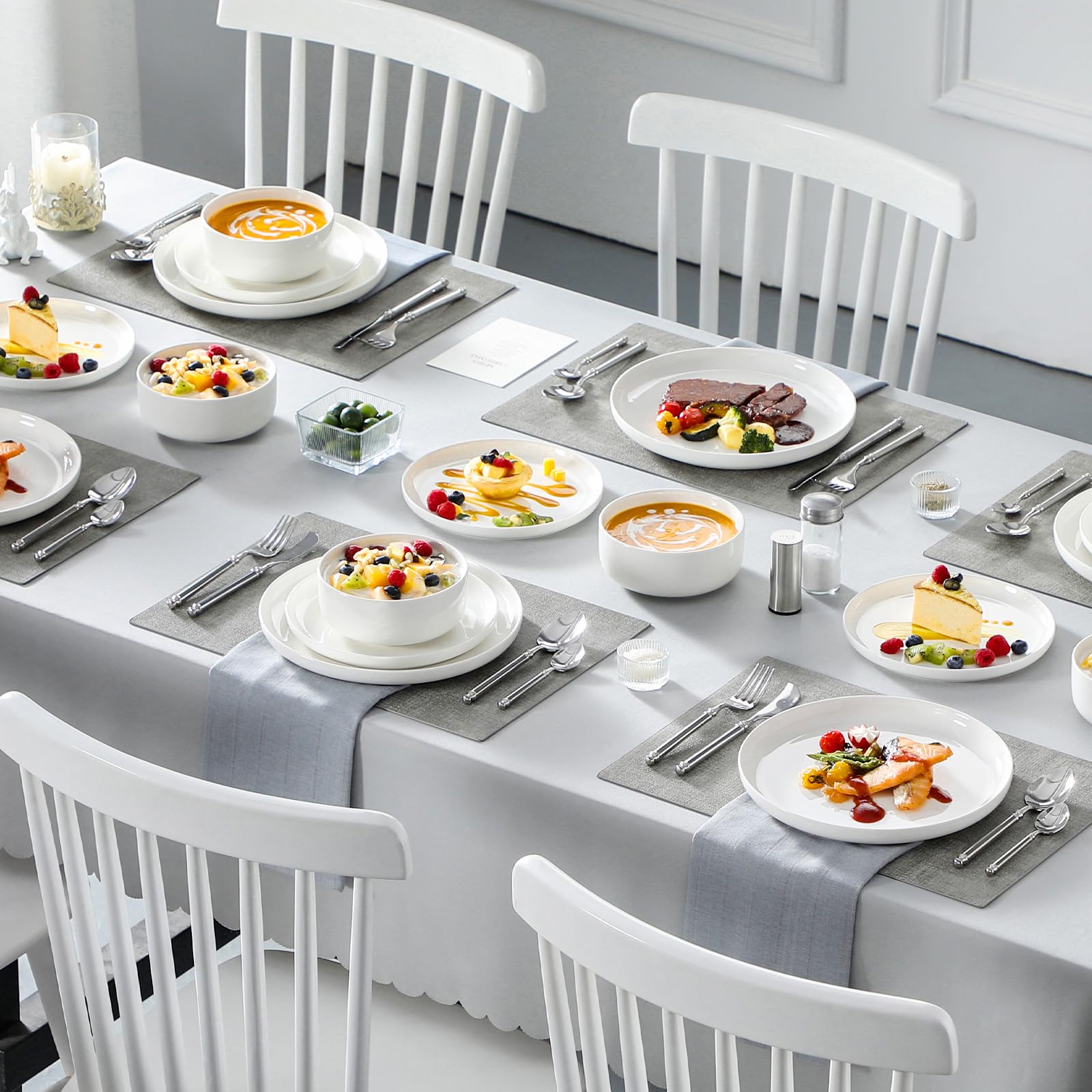 MALACASA LUNA Geschirrset 6 Personen, Teller Set 18-tlg, Porzellan Modern 7
