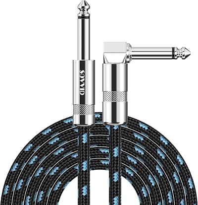 Sovvid 3M 10FT Guitar Cable 6.35mm 1/4 Inch Braided Shielded OFC 22AWG