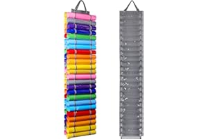 AROUY Vinyl Storage Organizer - Vinyl Roll Holder Wall Mount/Over The Door, Craft Vinyl Storage Rack, Hanging Organizer Storage with 48 Roll Compartments (48 - Gray)