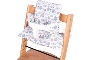 DADOUMAN Extra Padded Soft Dining Chair Seat Cushion, Wateproof & Wipe Clean Cushion for Stokke Tripp Trapp High Chair, 18" L x 11" W, Compatible & Convertible Design (Sweet Dreams-Whales & Balloons)