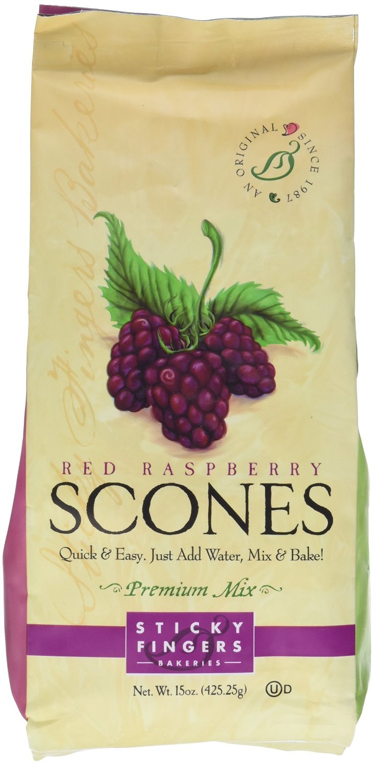 Pack of 6, 15 oz Sticky Fingers Bakeries Bulk Scone Mix: Just Add Water Scone Mixes (Red Raspberry)
