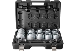 VEVOR Pull and Press Sleeve Kit, 28 PCS, Steel Bush Removal Insertion Sleeve Tools with Carrying Case, Compatible with LCV and HGV Engines, for Removing and Installing Bushings, Bearings, and Seals