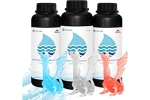 Mika3D High Tough ABS-Like Popular Clear 3D Printer Resin Bundle, High Precise Great Details 3D Photopolymer for LCD/DLP 3D Printing, Clear/Clear Red/Clear Blue 3 Bottles Packed, Total 1.5kg 3D Resin