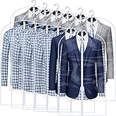 Clear Garment Bags for Hanging Clothes Travel (Set of 12) Suit Bags for Closet Storage Clothes Storage Bags Closet Cover for Open Closet with Zipper for Coats, Jackets, Shirts
