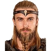 L'VOW Viking Leather Headband Adjustable Medieval Headpiece LARP Costume Renaissance Pirate Cosplay Accessories