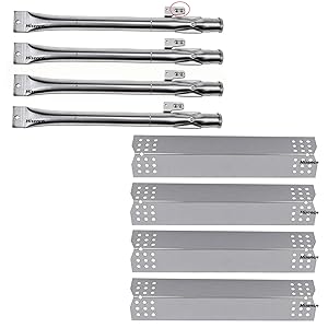 Hisencn BBQ Grill Replacement Stainless Steel Pipe Burner and Heat Plates Replacement Kit for Home Depot Nexgrill 720-0830H, 720-0830D Gas Grill Models