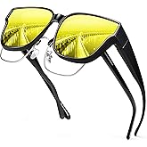 URUMQI Polarized Sunglasses Fit Over Glasses for Women, UV400 Protection Trendy Square Womens Mens Shades Sun Glasses