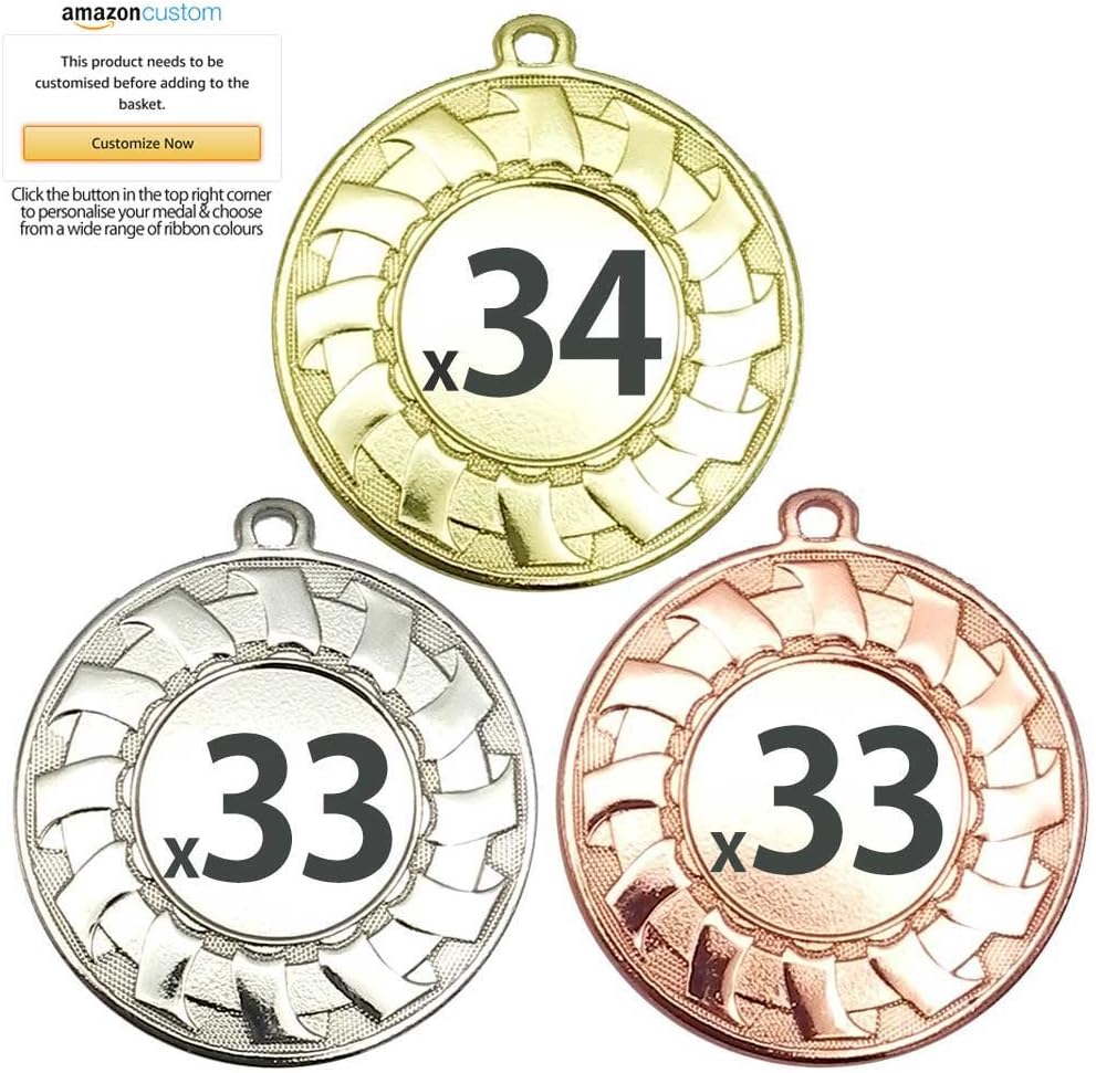 100 x Personalised Snooker Medals On Ribbons