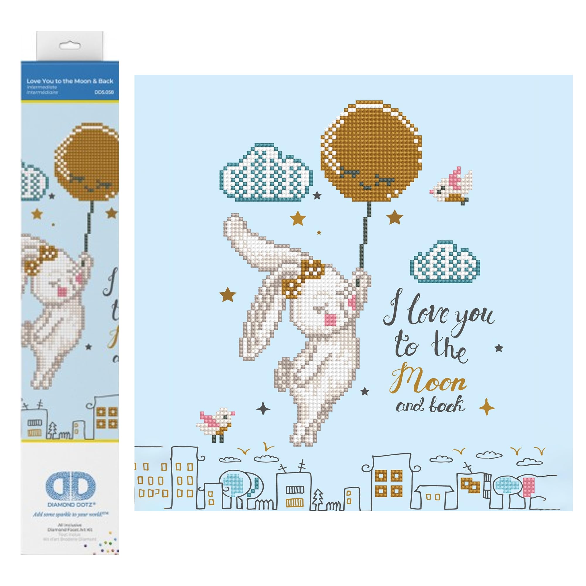 DIAMOND DOTZ EMBROIDERY KIT, love you to the moon & back, 32cm x 32cm, DD5.058 โ image 1