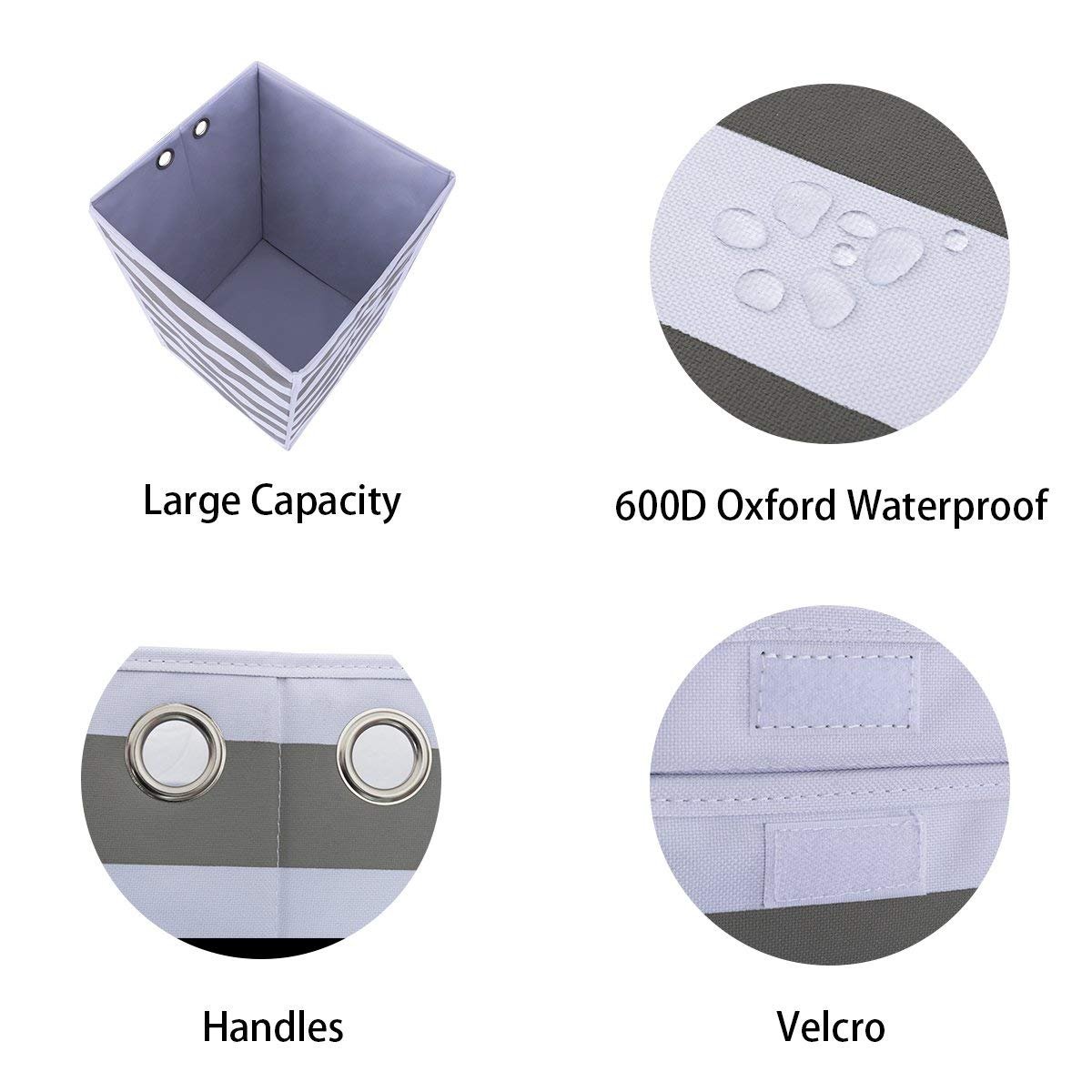 Chrislley Large Foldable Laundry Hamper Durable Laundry Basket Dirty Clothes Laundry Bag with Lid for Home College Room (White and Grey)