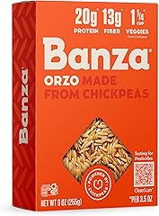 Banza Orzo Pasta from Chickpeas - Gluten Free, High Protein, and Lower Carb Protein Cavatappi Chickpea Pasta - 9oz