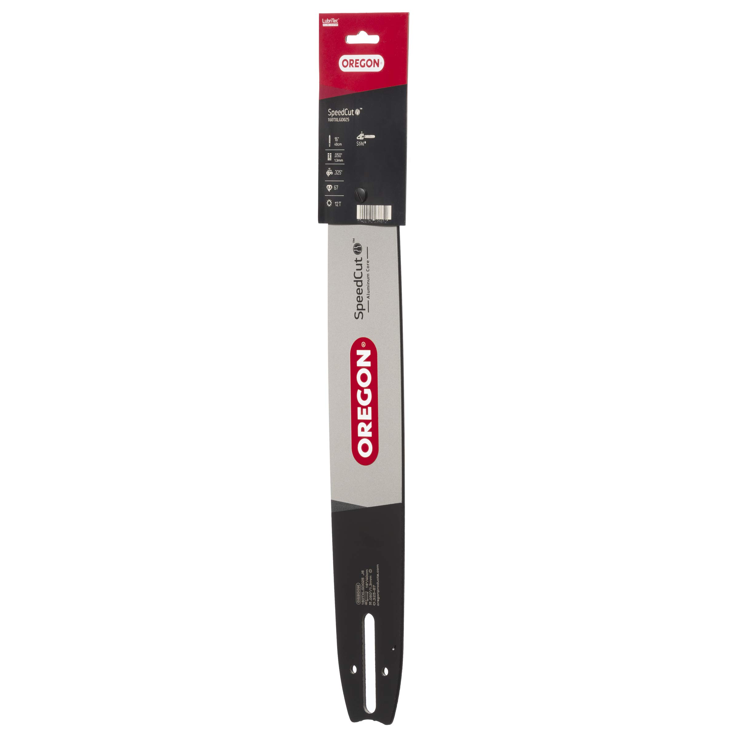Oregon 160TXLGD025 0.325-Inch Pitch 40 cm Length 1.3 mm Gauge 12 Tooth Nose "SpeedCut" Professional Chainsaw Guide Bar with D025 Motor Mount - Black/Grey