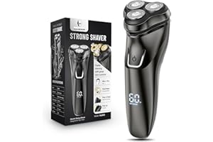 SHPAVVER Premium Men's Electric Razor: Cordless Wet/Dry Rotary Shaving, Gentle on Sensitive Skin, USB Fast Charging & Precision Trimmer, Upgraded Chic Black Finish