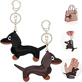 Giantree 2 Pcs Leather Dachshund Keychain, Dachshund Keychain Bag Pendant Key Chain Fashion Cute Puppy Dog Charm Gifts for Favorite People Women Men Children Birthday Keyring